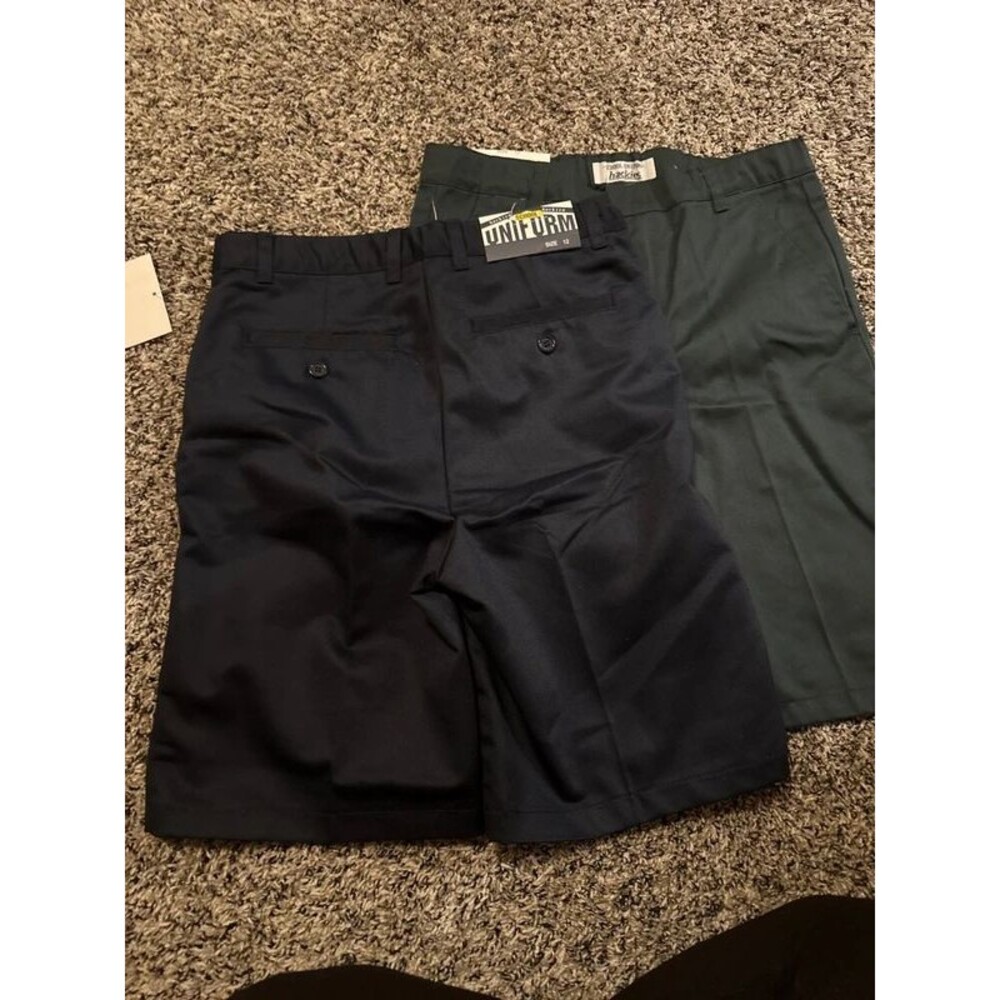 NWT Set of 2 Boys School Uniform Shorts Navy & Green Size 12